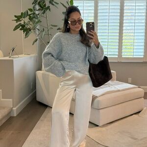 H&M Oversized Mohair Blend Sweater Light Blue